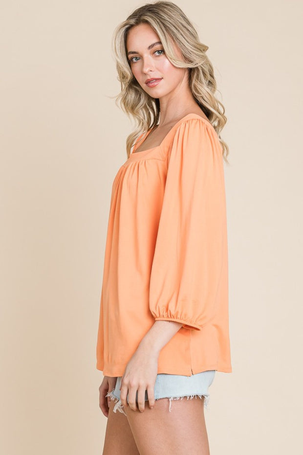 Culture Code Square Neck Puff Sleeve Top