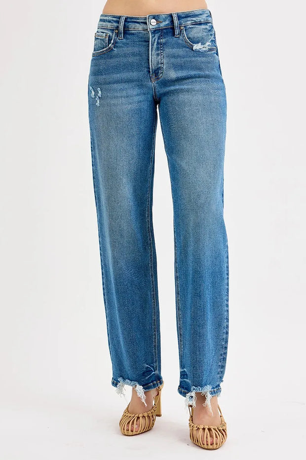RISEN Full Size Mid Rise Baggy Jeans Plus Size