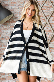 First Love Textured Striped Button Down Cardigan