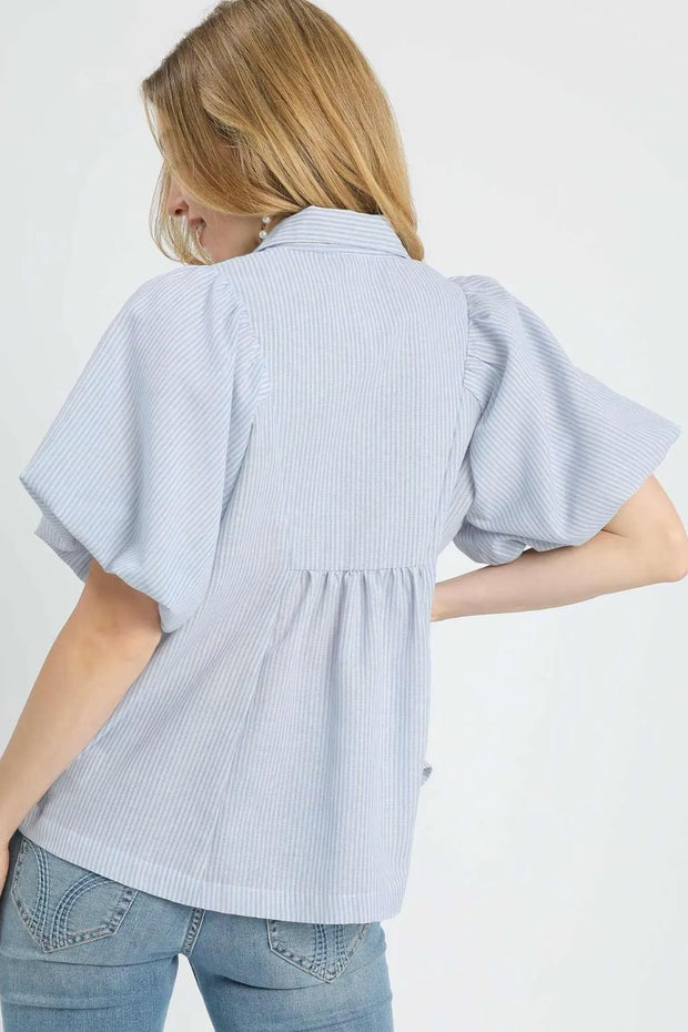 Umgee Smocked Puff Sleeve Blouse