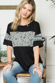 Celeste Full Size Leopard Exposed Seam Short Sleeve T-Shirt - Spicy and Sexy