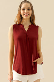 Ninexis Full Size Notched Sleeveless Top - Spicy and Sexy