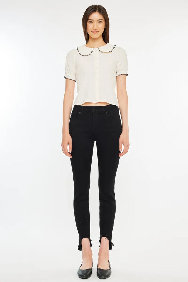 Kancan High Rise Black Ankle Skinny Jeans