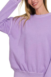 Zenana Soft Fleece Pigment Dye Round-neck Sweatshirts