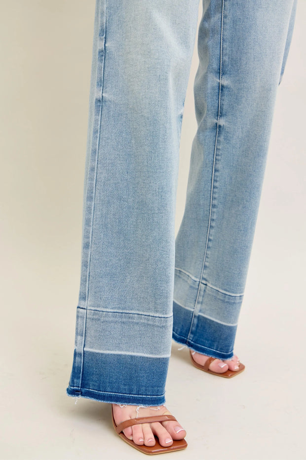 Judy Blue Full Size Mr Release Hem Wide Leg Jeans Plus Size