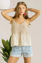 ADORA Crochet V Neck Tank Top