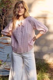 In February Textured Tie Neck Blouse