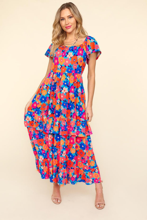 Haptics Floral Maxi Ruffled Dress with Side Pockets