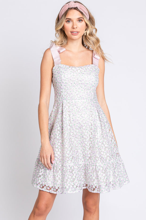 GeeGee Mesh Floral Embroidered Sleeveless Dress - Spicy and Sexy