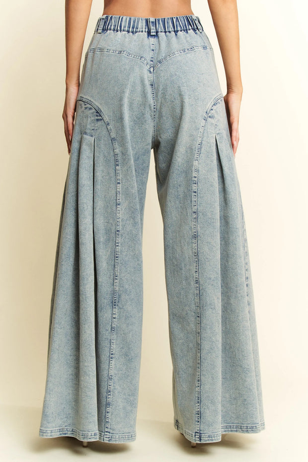 Jade By Jane High-Waist Pleated Wide Leg Jeans