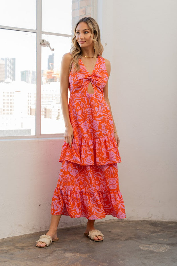 Sew In Love Full Size Floral Ruffled Maxi Sleeveless Dress