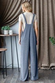 Heimish Full Size Ribbed Front Pocket Sleeveless Jumpsuit