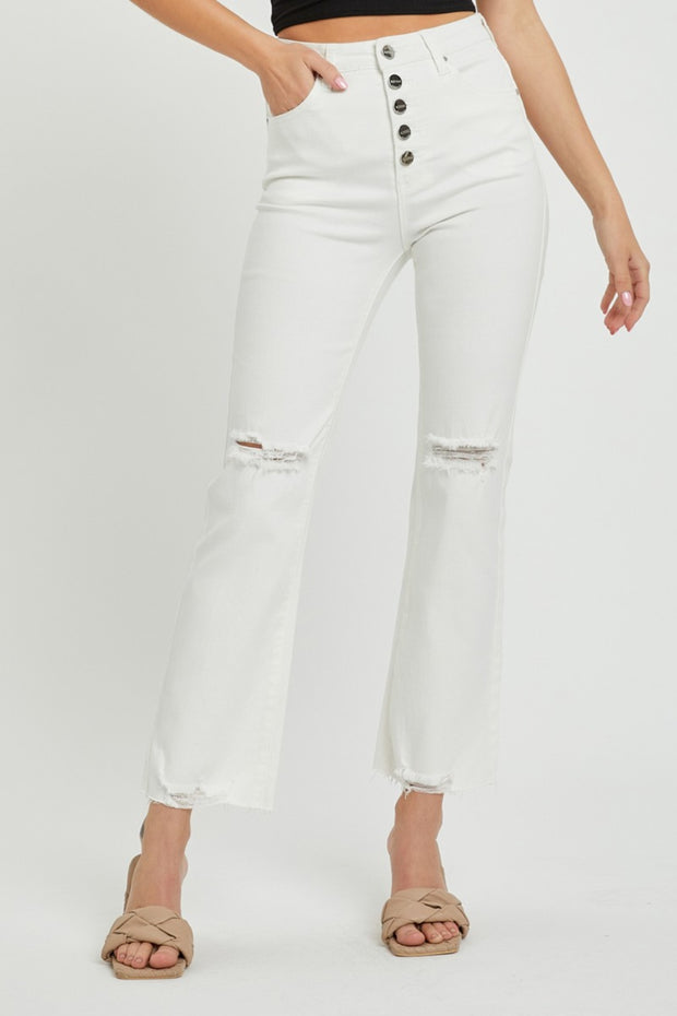 RISEN Full Size High Rise Button Fly Straight Ankle Jeans - Spicy and Sexy