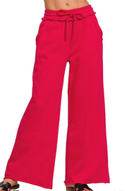 Zenana Fleece Exposed Seam Wide Leg Sweatpants