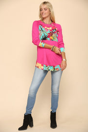 Celeste Full Size Tropical Print Long Sleeve T-Shirt