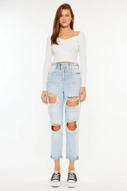 Kancan Open Pack Paperbag Mom Jeans