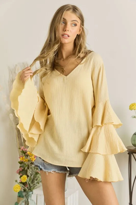 ADORA Layered Bell Sleeve Blouse