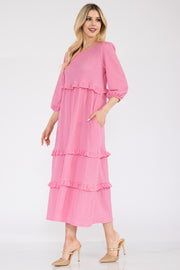 Celeste Full Size Tiered-Ruffle Midi Dress