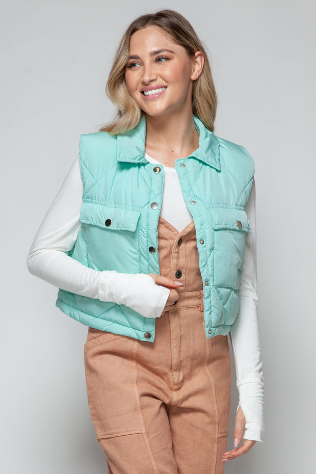 Snobbish Snap Down Quilted Crop Vest