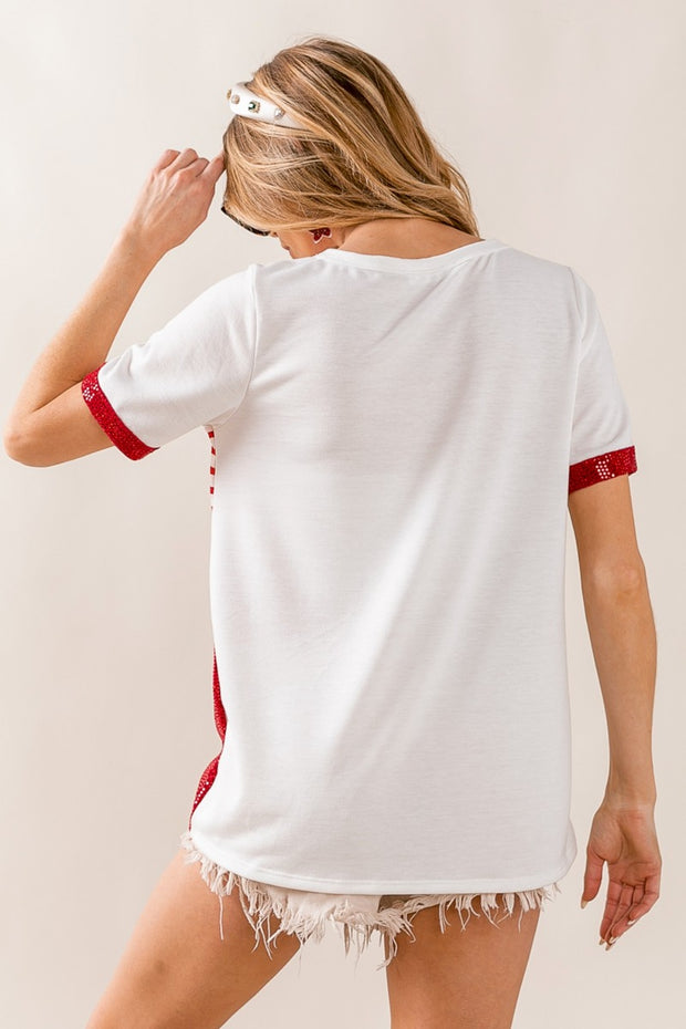 BiBi Star & Stripes Round Neck Short Sleeve T-Shirt