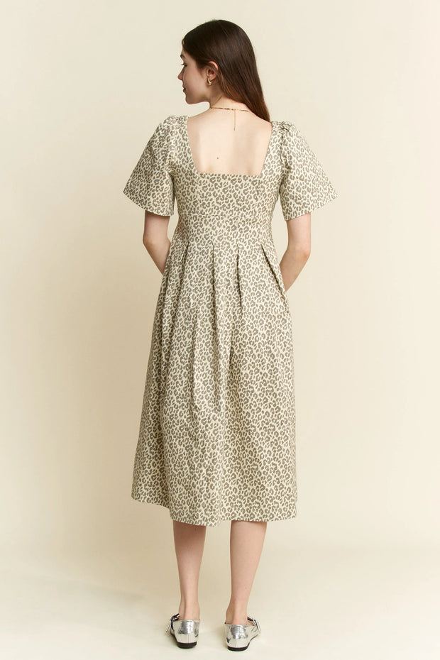 Jade By Jane Leopard Print Bell Sleeve Midi Dress