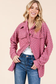 BOMBOM Checkered Button Down Dropped Shoulder Shacket