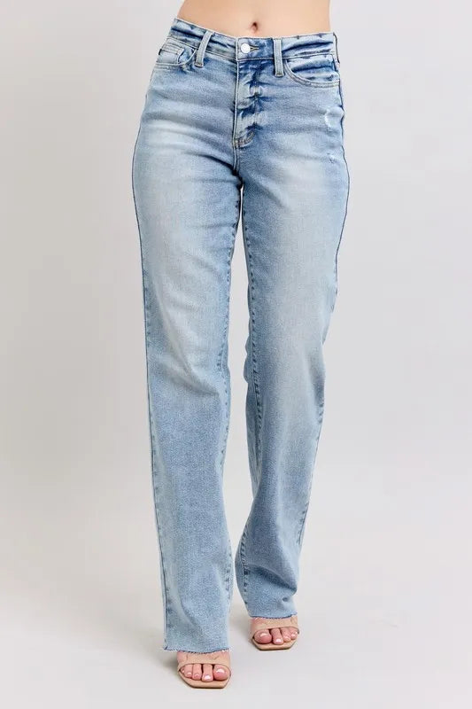 Judy Blue Full Size Midi Rise Light Wash Dad Jeans Plus Size