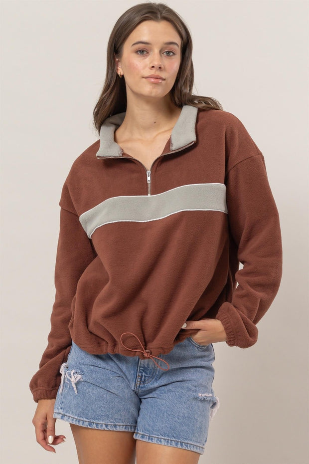 HYFVE Fleece Color Block Half Zip Sweatshirt