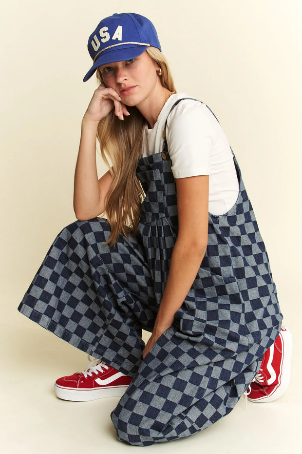 Jade By Jane Denim Checkered Jumpsuit