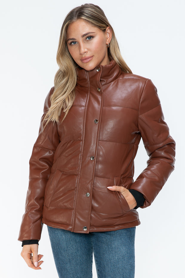 YMI Pocketed Zip Up Turtleneck Puffer Jacket