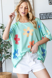 HOPELY Floral Waffle Oversize T-Shirt