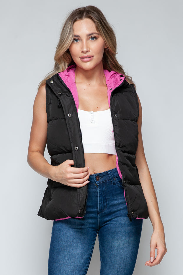 Snobbish Snap and Zip Closure Hooded Vest