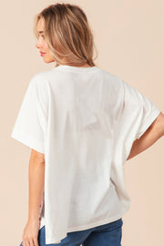 BiBi Sequin Bow Patch Short Sleeve T-Shirt