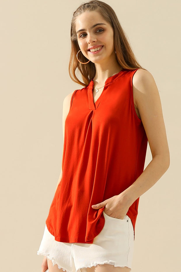 Ninexis Full Size Notched Sleeveless Top - Spicy and Sexy