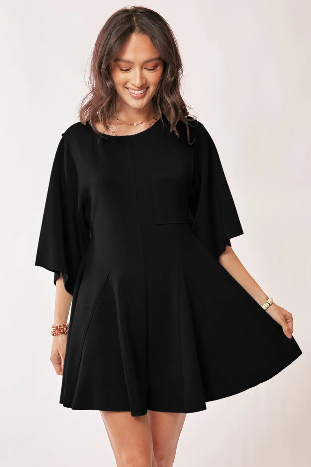 Davi & Dani Solid Draped Sleeve Ties Back Skort Romper
