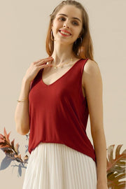 Ninexis Full Size V-Neck Curved Hem Tank - Spicy and Sexy