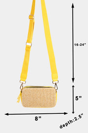 Fame Straw Contrast Crossbody Bag