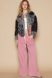 POL Crochet Patchwork Dropped Shoulder Jacket