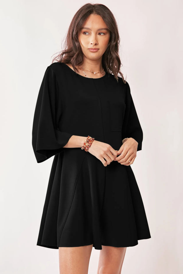 Davi & Dani Solid Draped Sleeve Ties Back Skort Romper