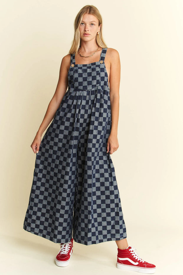 Jade By Jane Denim Checkered Jumpsuit