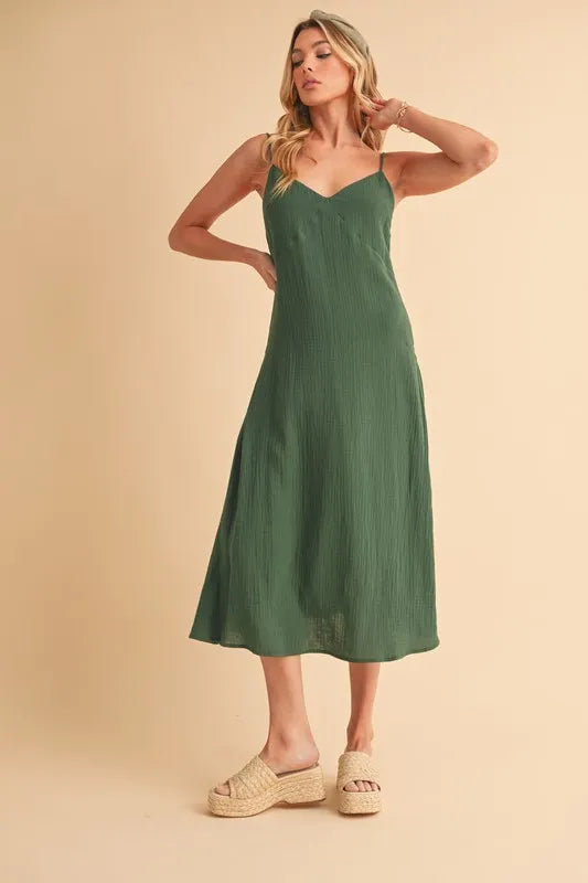 Aemi+Co Side Button Midi Cami Dress