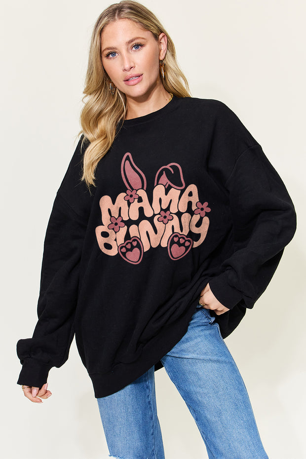 Simply Love Full Size MAMA BUNNY Graphic Drop Shoulder Oversized Sweatshirt