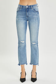 RISEN Full Size High Rise Distressed Cropped Straight Jeans