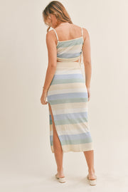 MABLE Striped Knit Cami and Midi Skirt Set