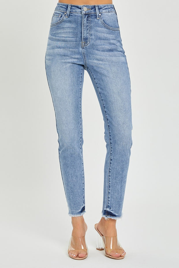RISEN Full Size High Rise Frayed Hem Skinny Jeans - Spicy and Sexy