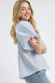 Umgee Smocked Puff Sleeve Blouse