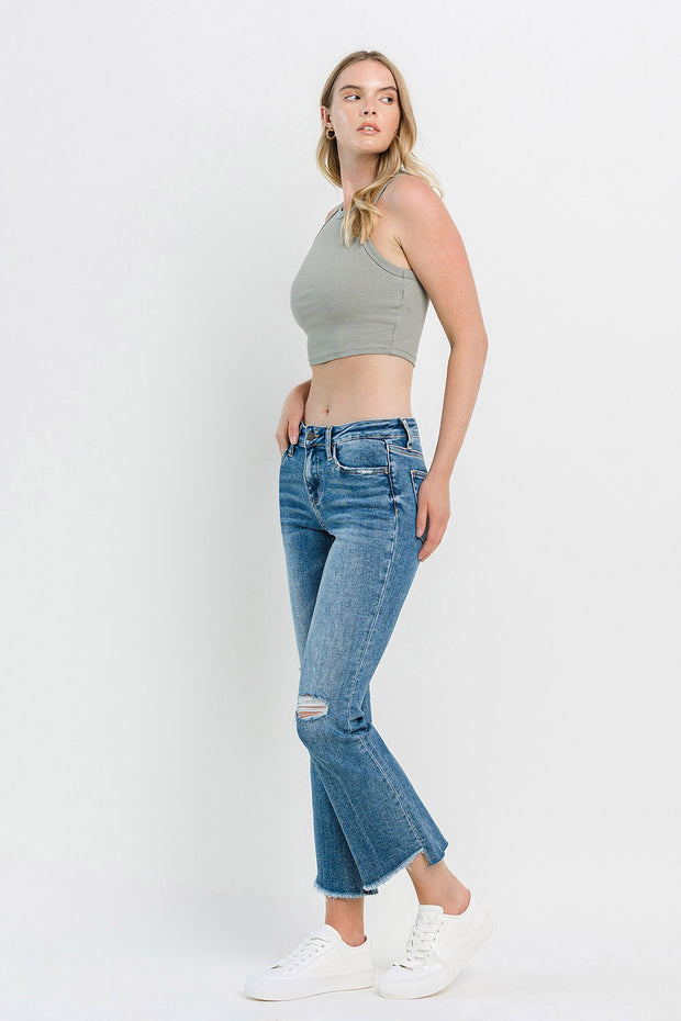 Vervet by Flying Monkey Full Size Mid Rise Distressed Cropped Flare Jeans