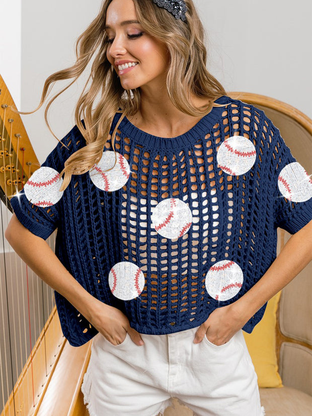 BiBi Baseball Patch Short Sleeve Net Cover-Up