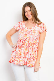 Be Stage Full Size Floral Ruffled Babydoll Top