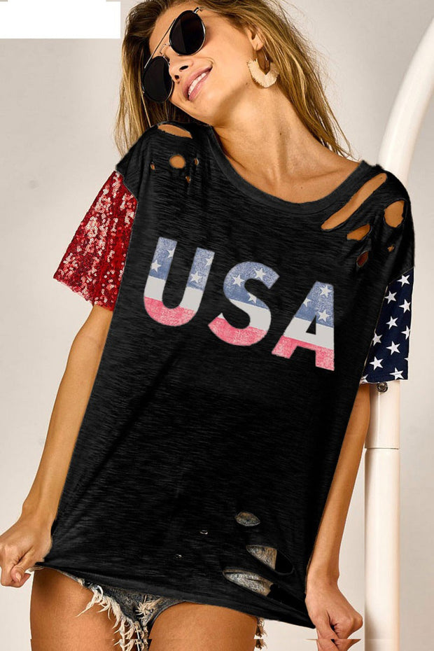 BiBi USA Graphic Short Sleeve Distressed T-Shirt - Spicy and Sexy